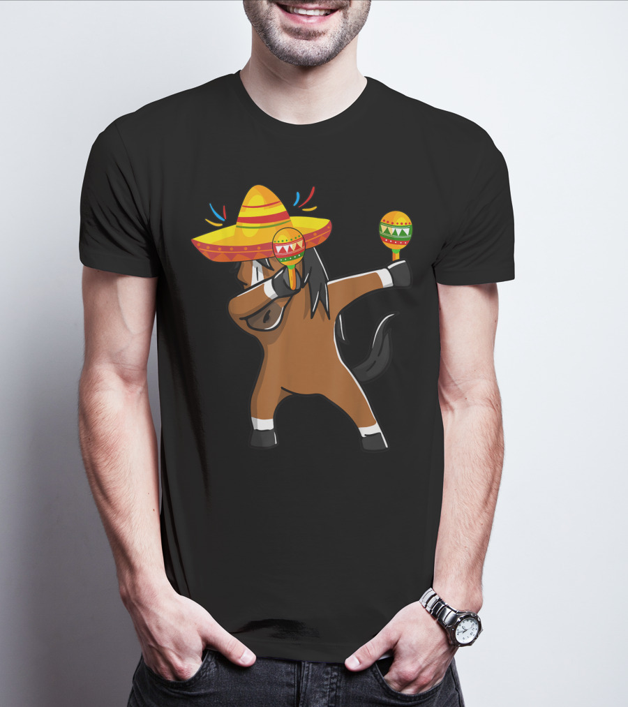 Dabbing Horse Sombrero Maracas Mexican Cinco T-Shirt
