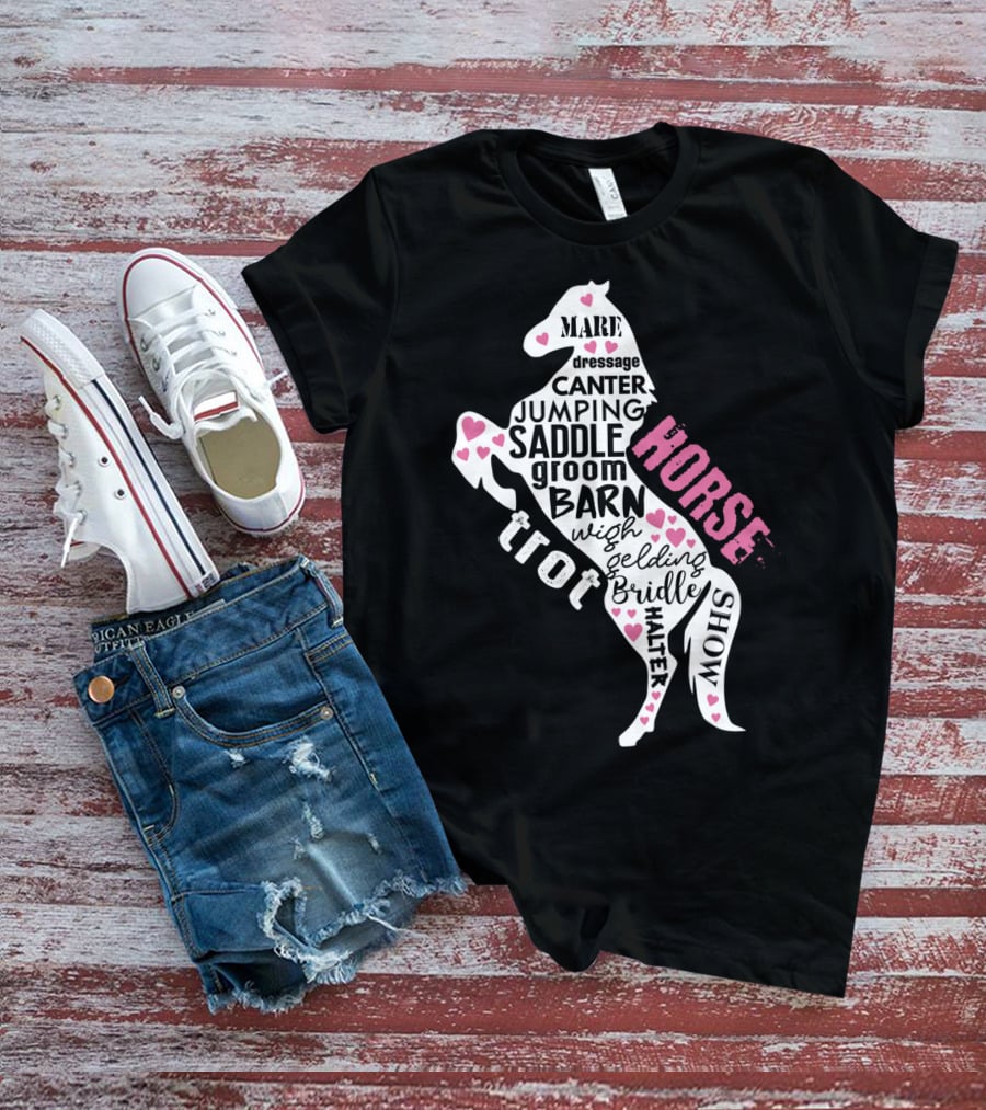 Dancing Horse Riding Girls Equestrian Mare Dressage Canter Jumping Saddle Barn Horse Show T-Shirt