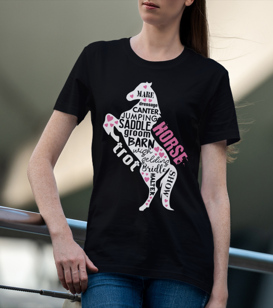 Dancing Horse Riding Girls Equestrian Mare Dressage Canter Jumping Saddle Barn Horse Show T-Shirt
