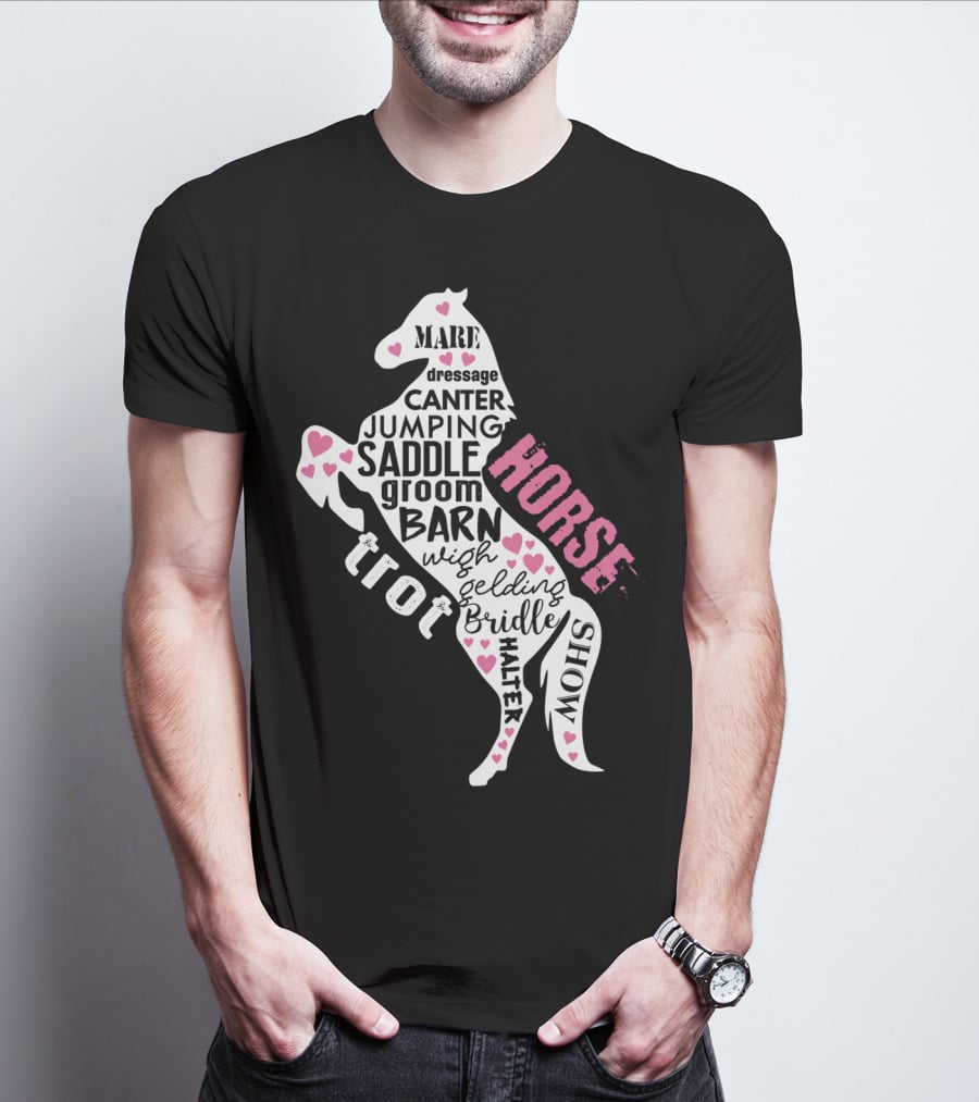 Dancing Horse Riding Girls Equestrian Mare Dressage Canter Jumping Saddle Barn Horse Show T-Shirt
