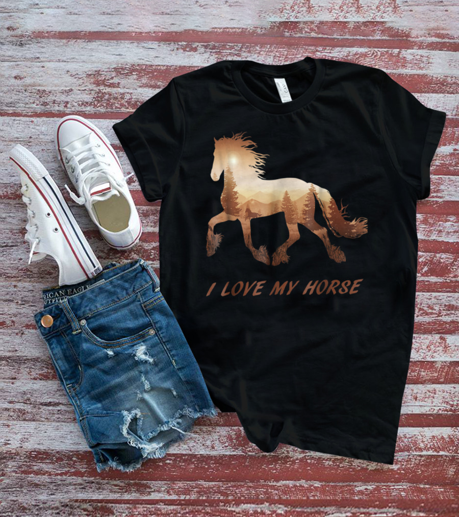 I Love My Horse Riding Sunset T-Shirt
