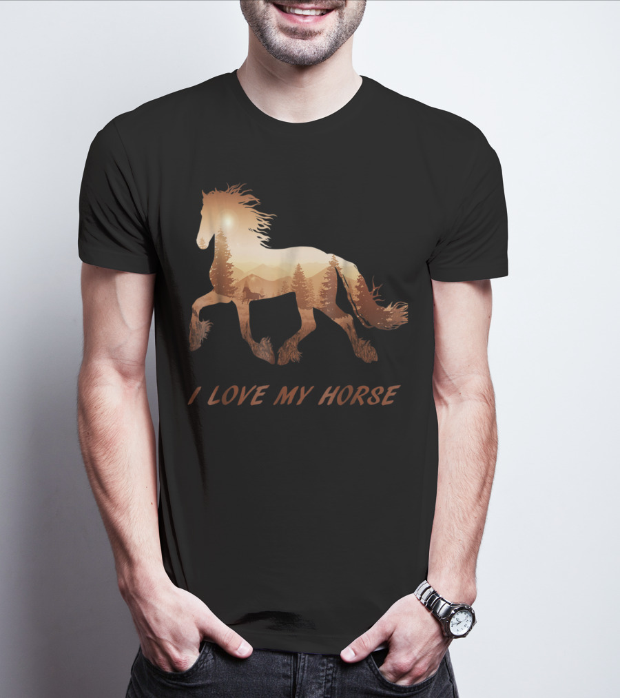 I Love My Horse Riding Sunset T-Shirt