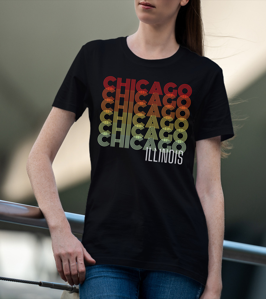 Chicago Illinois Gradient Text Classic ZB T-Shirt