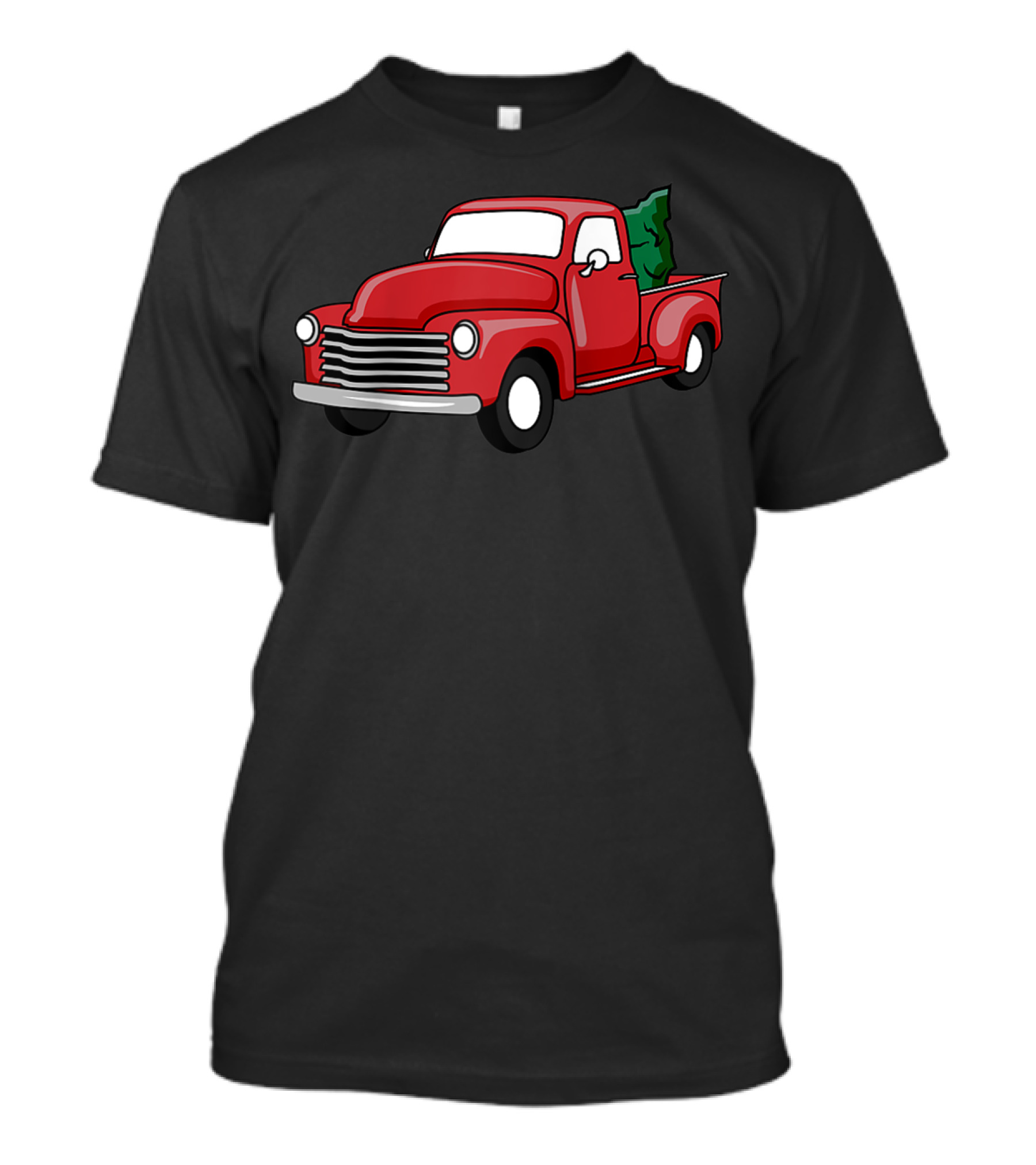 Christmas Holiday Red Classic Truck With Evergreen Tree T-Shirt