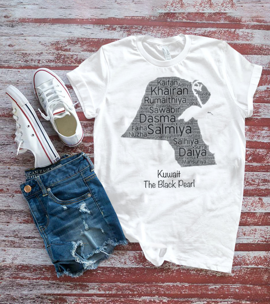 Kuwait's Outline Cities Including Salmiya Daiya The Black Pearl T-Shirt
