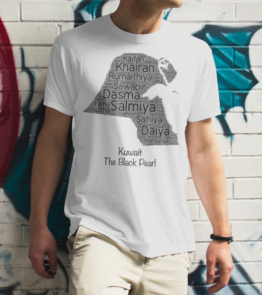 Kuwait's Outline Cities Including Salmiya Daiya The Black Pearl T-Shirt