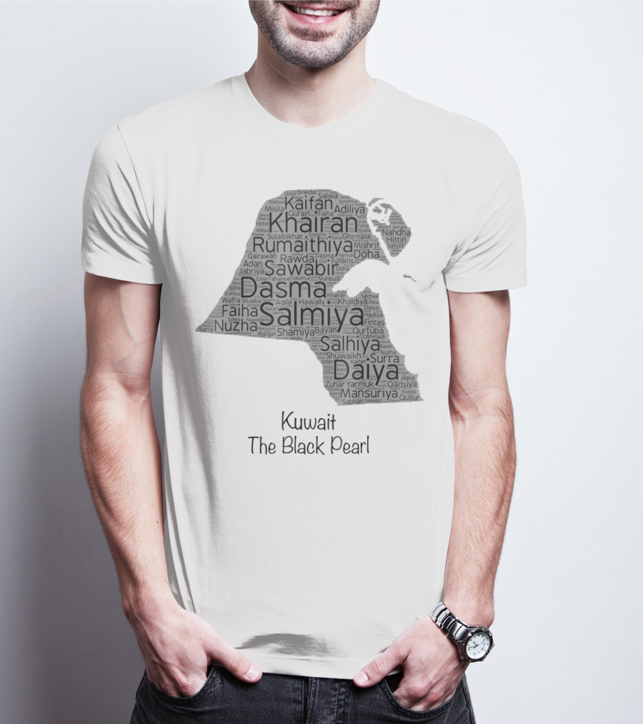 Kuwait's Outline Cities Including Salmiya Daiya The Black Pearl T-Shirt