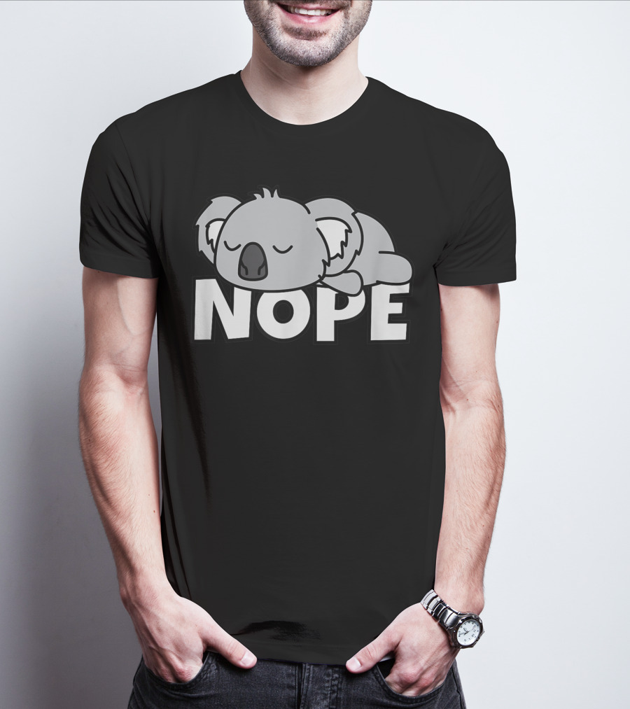 Lazy Koala Nope Cute Comic Baby Bear T-Shirt