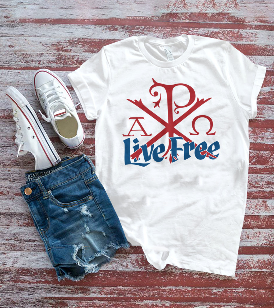 Live Free Red Chi Rho Alpha Omega T-Shirt