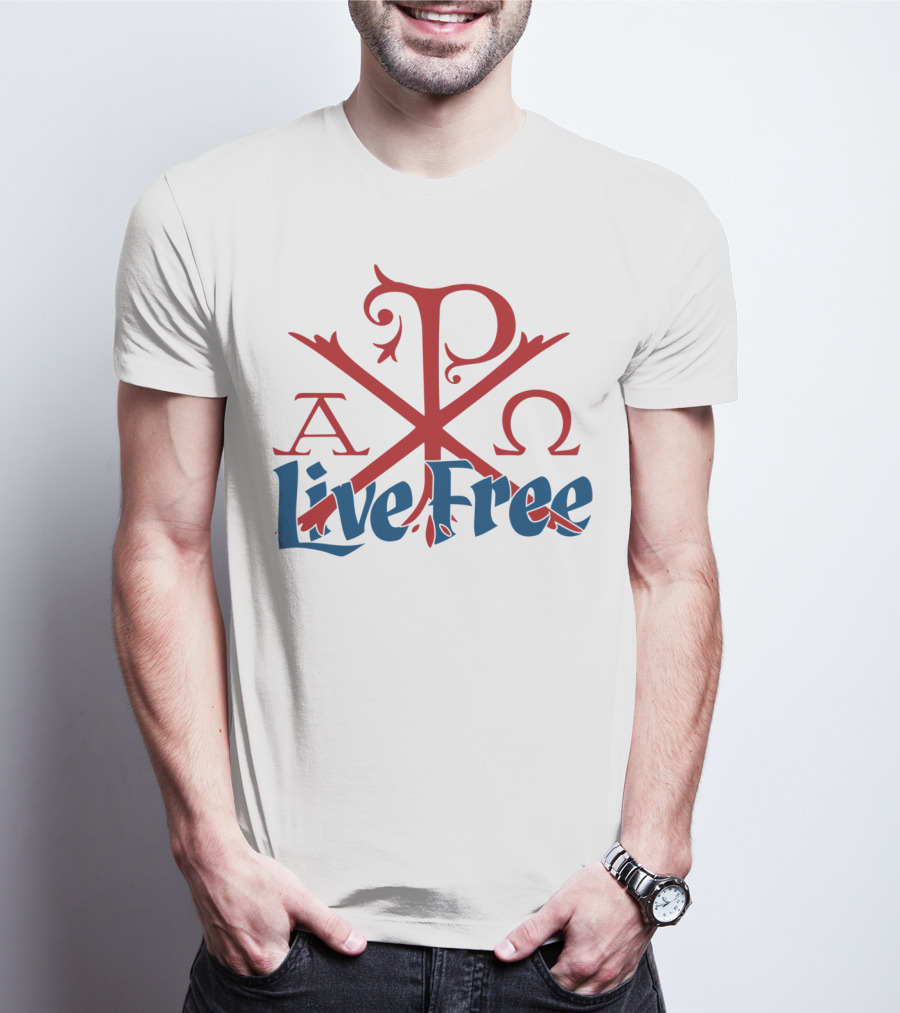 Live Free Red Chi Rho Alpha Omega T-Shirt