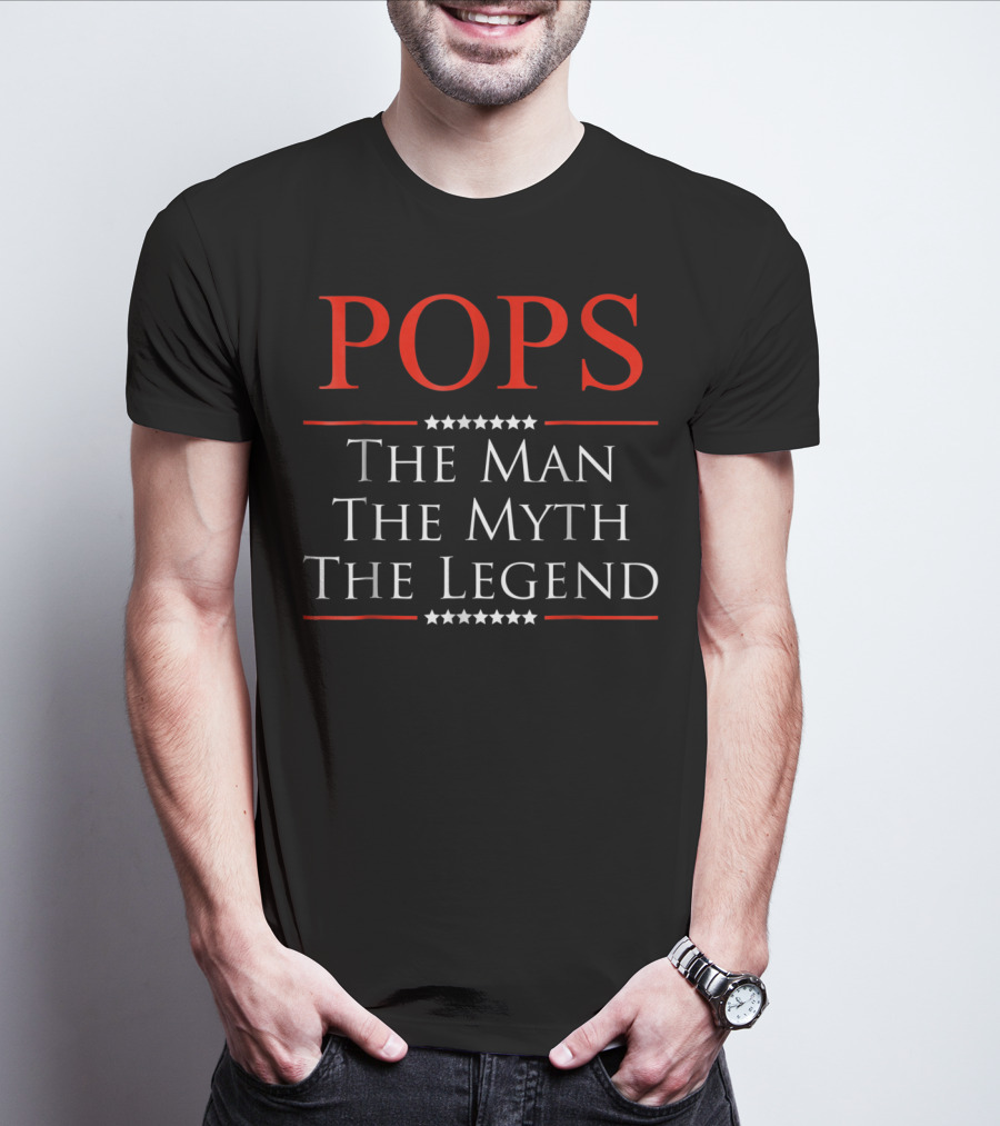 Mens Pops The Man The Myth The Legend Stars T-Shirt