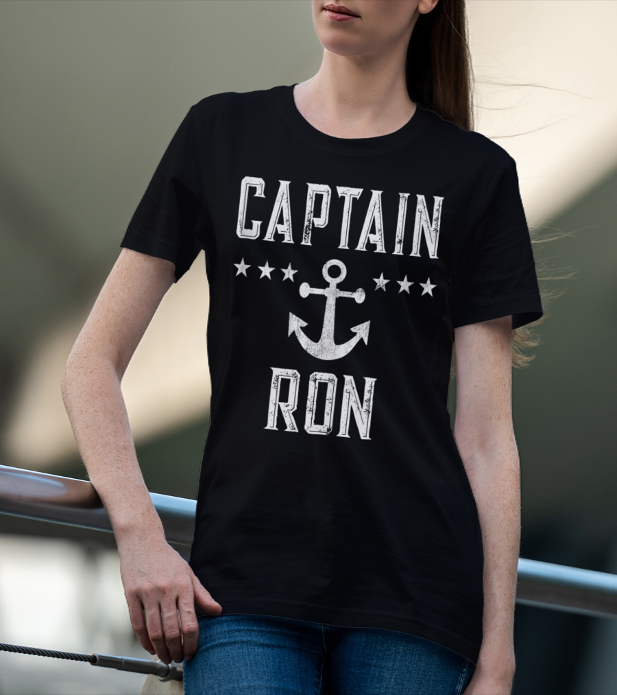 Captain Ron Vintage Anchor Star Design Mens Family Cruise Lake T-Shirt