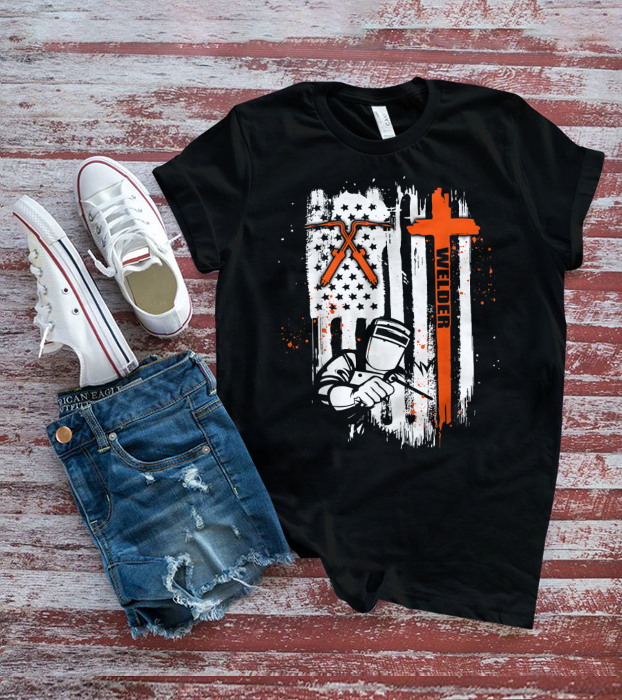 Welder American Flag USA Crossed Tools Patriotic T-Shirt