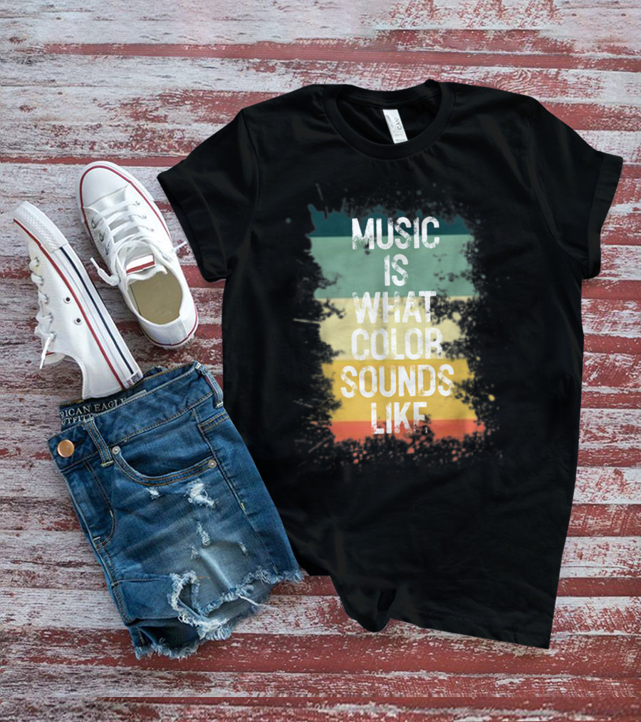 Music Is What Color Sounds Like Vintage Brush Strokes T-Shirt