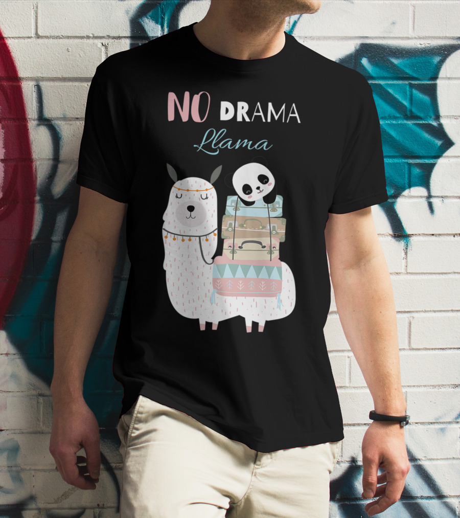 No Drama Llama Cute Panda On Llama With Suitcases T-Shirt