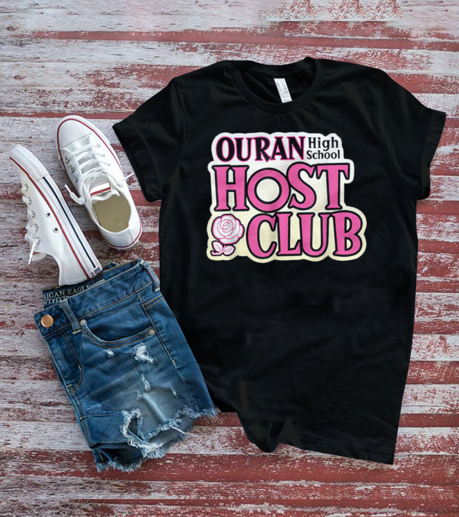 Ouran High School Host Club Anime Series Logo With Rose T-Shirt