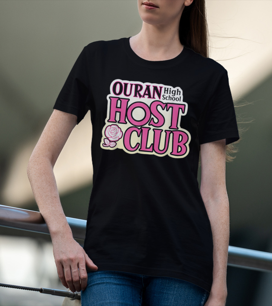 Ouran High School Host Club Anime Series Logo With Rose T-Shirt
