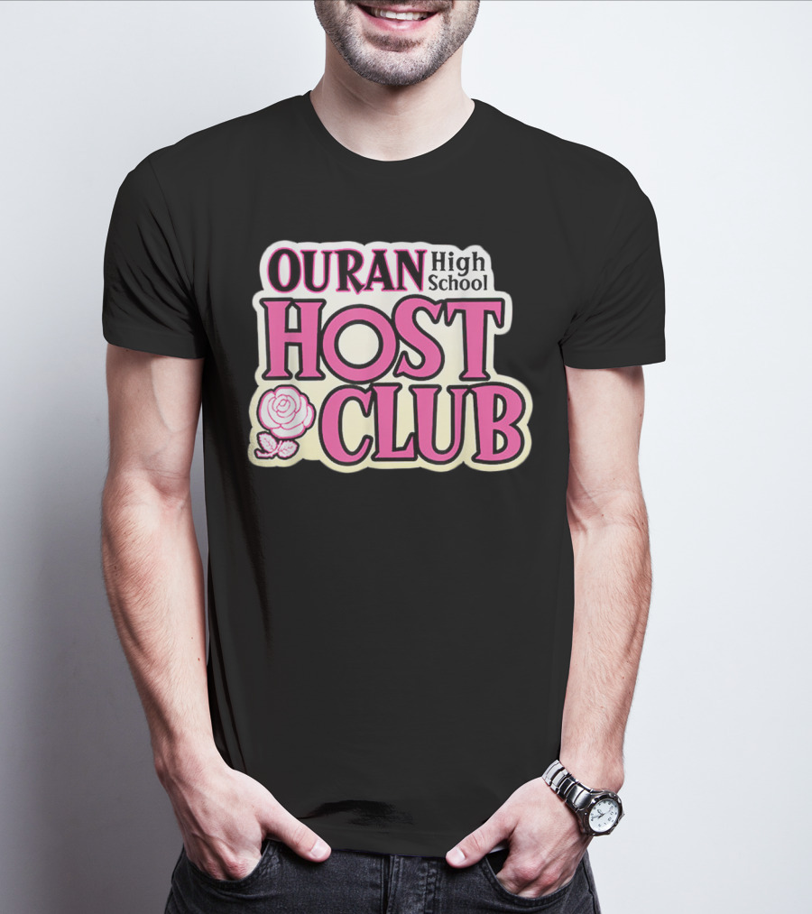 Ouran High School Host Club Anime Series Logo With Rose T-Shirt