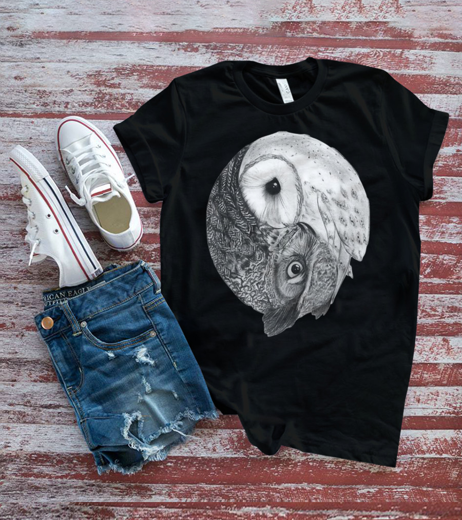 Snowy Owl Barn Owl Yin Yang T-Shirt