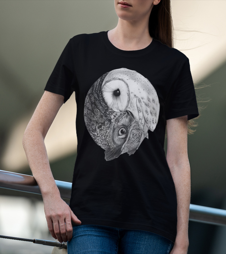 Snowy Owl Barn Owl Yin Yang T-Shirt
