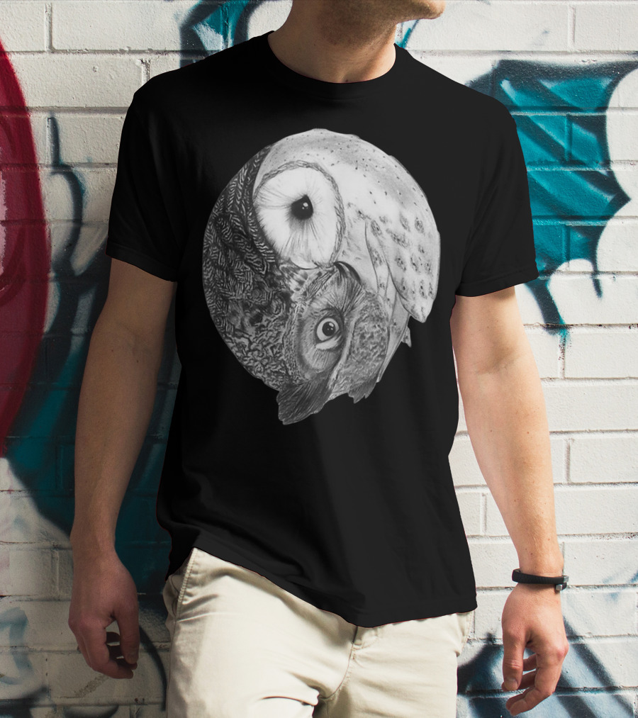 Snowy Owl Barn Owl Yin Yang T-Shirt
