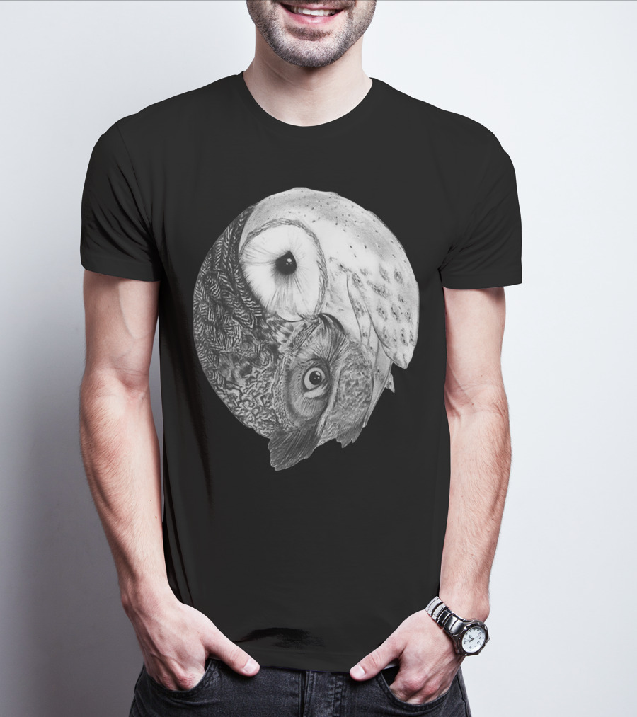 Snowy Owl Barn Owl Yin Yang T-Shirt