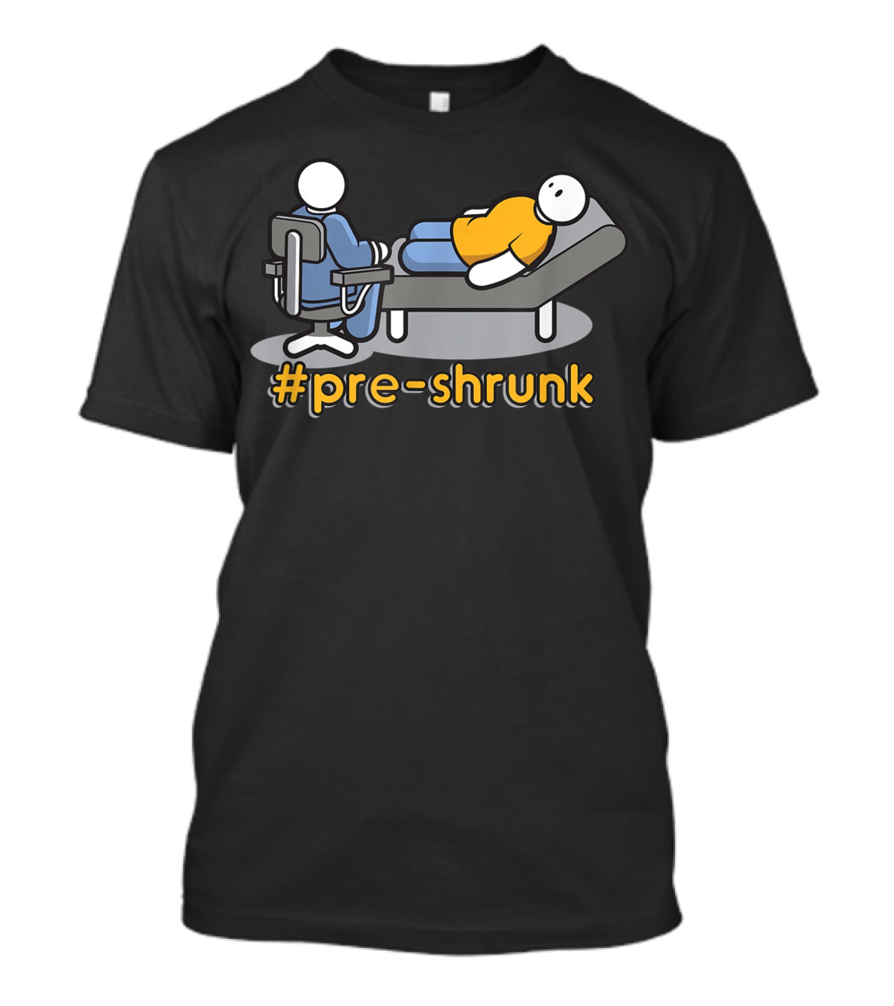 Pre-Shrunk Couch Therapy Icon With Casual Stick Figures T-Shirt