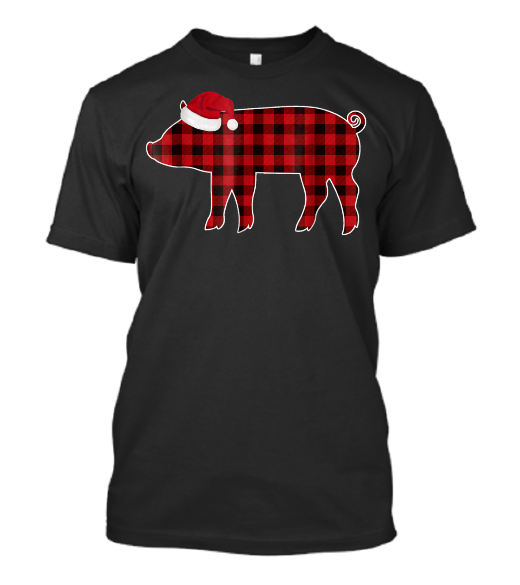 Buffalo Plaid Pig With Santa Hat Christmas T-Shirt