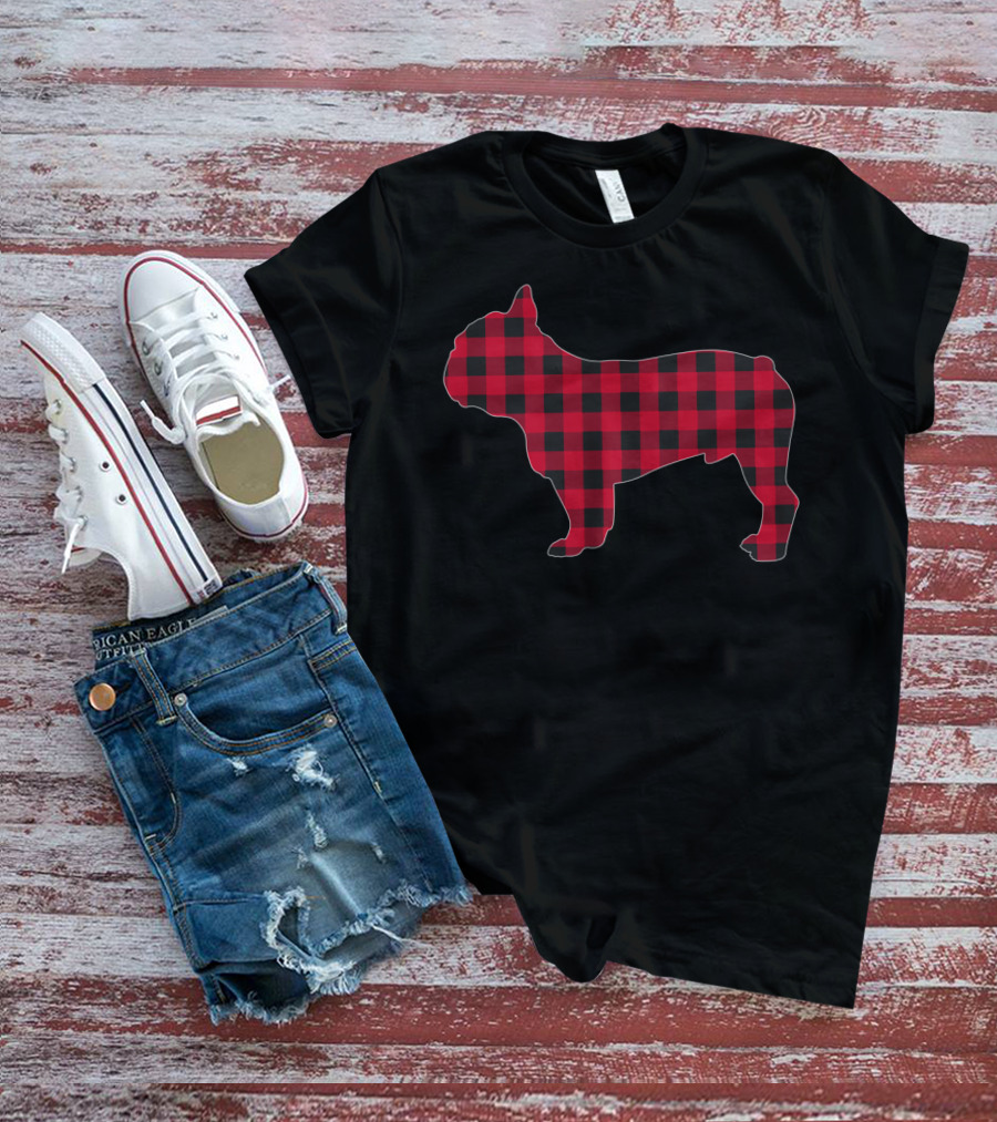 Red Plaid French Bulldog T-Shirt