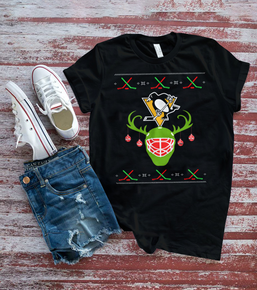 Pittsburgh Penguin Reindeer Christmas Hockey T-Shirt
