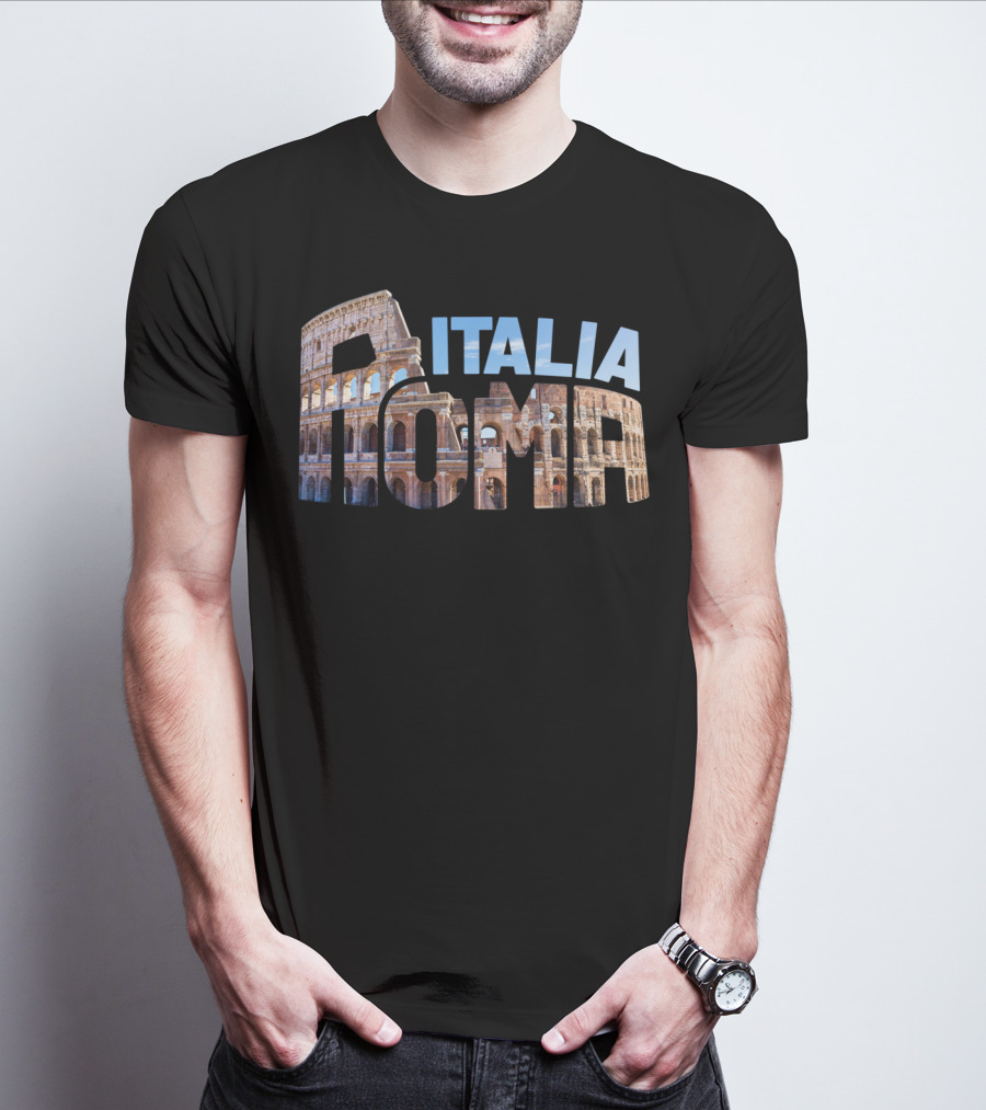Italia Roma Colosseum Typography T-Shirt