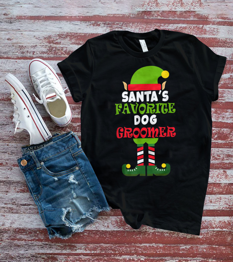 Santa's Favorite Dog Groomer Elf Costume T-Shirt
