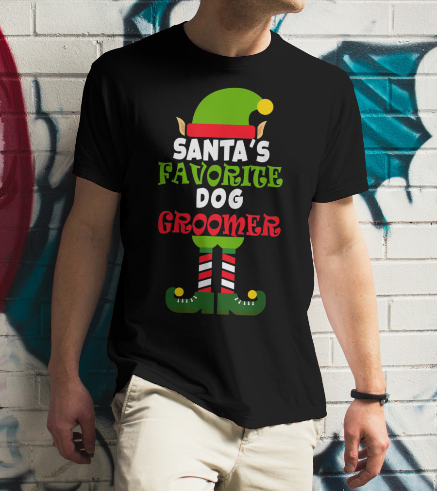 Santa's Favorite Dog Groomer Elf Costume T-Shirt