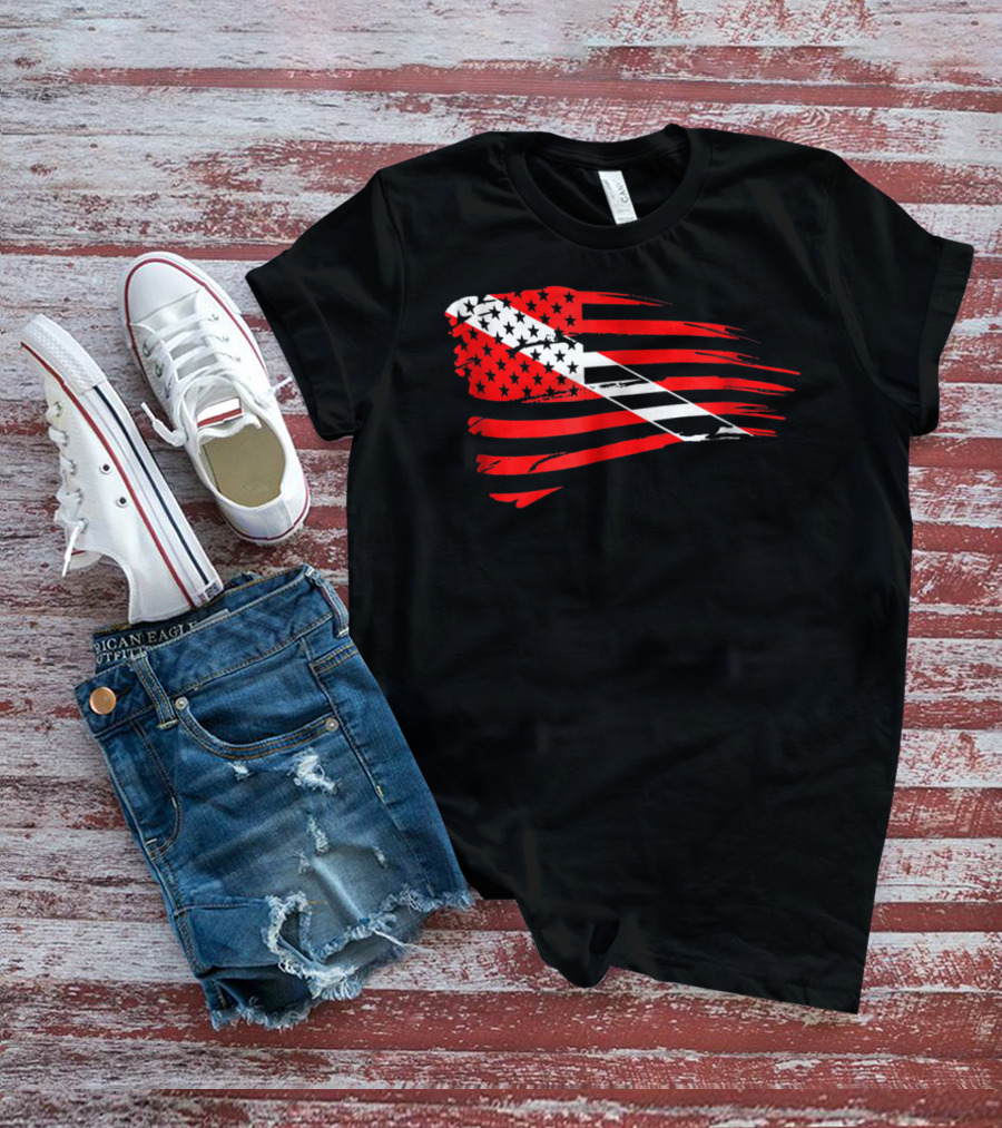 American Flag Scuba Diving Dive Flag Patriotic T-Shirt