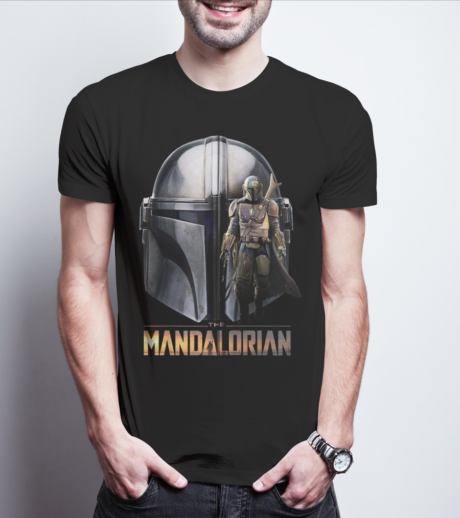 Star Wars The Mandalorian Helmet And Bounty Hunter Armor T-Shirt