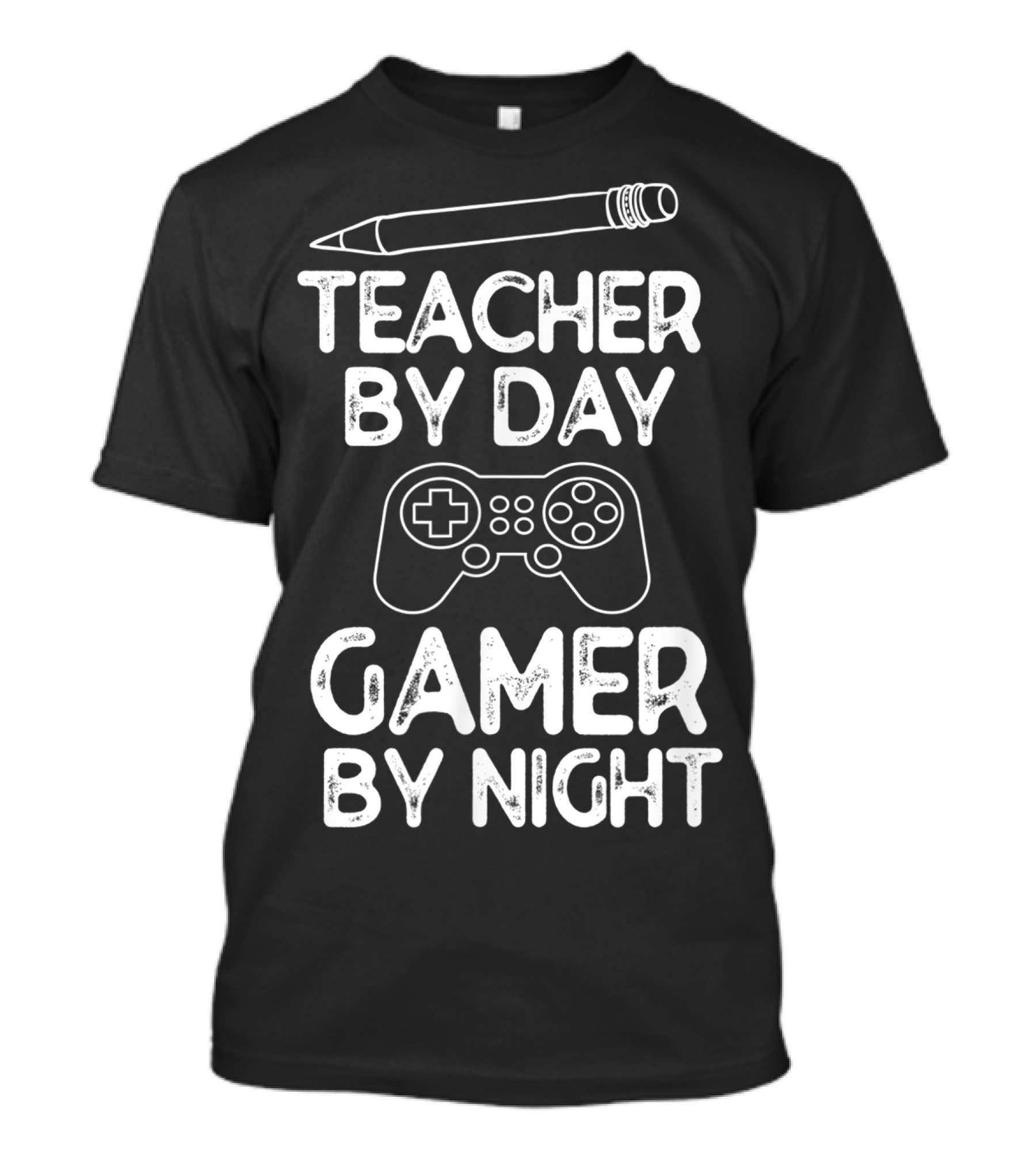 Teacher By Day Gamer By Night Pencil And Game Controller T-Shirt