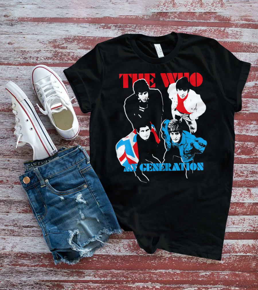 The Who My Generation Band Members With Union Jack Flag T-Shirt