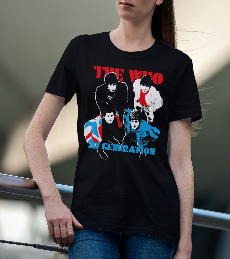 The Who My Generation Band Members With Union Jack Flag T-Shirt