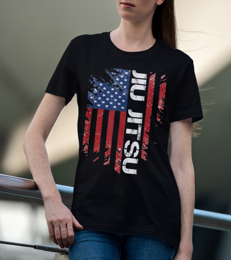 Vintage American USA Flag Jiu Jitsu T-Shirt