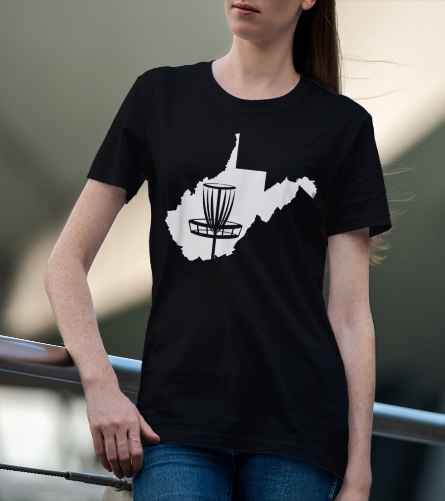 West Virginia Disc Golf State Map Basket T-Shirt
