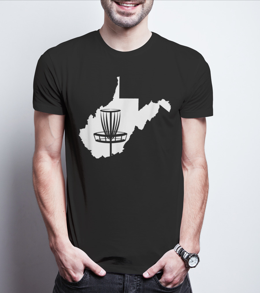 West Virginia Disc Golf State Map Basket T-Shirt