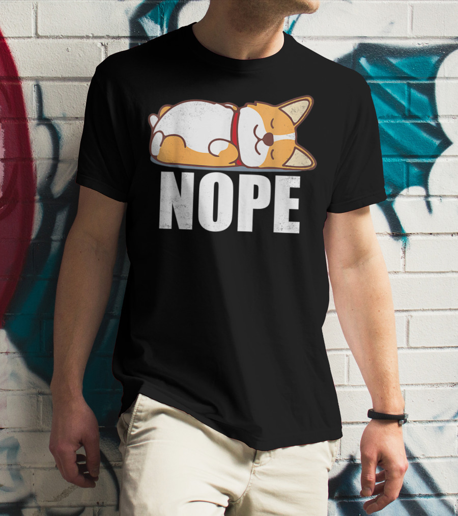 Cute Corgi Nope Vintage Funny Lazy T-Shirt