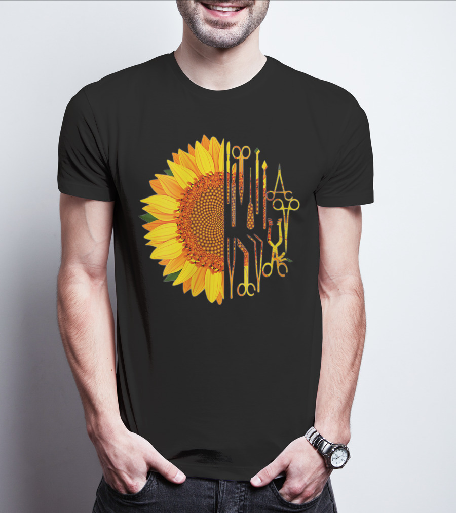 Scrub Tech Surgeon Surgical Instruments Sunflower Hybrid T-Shirt