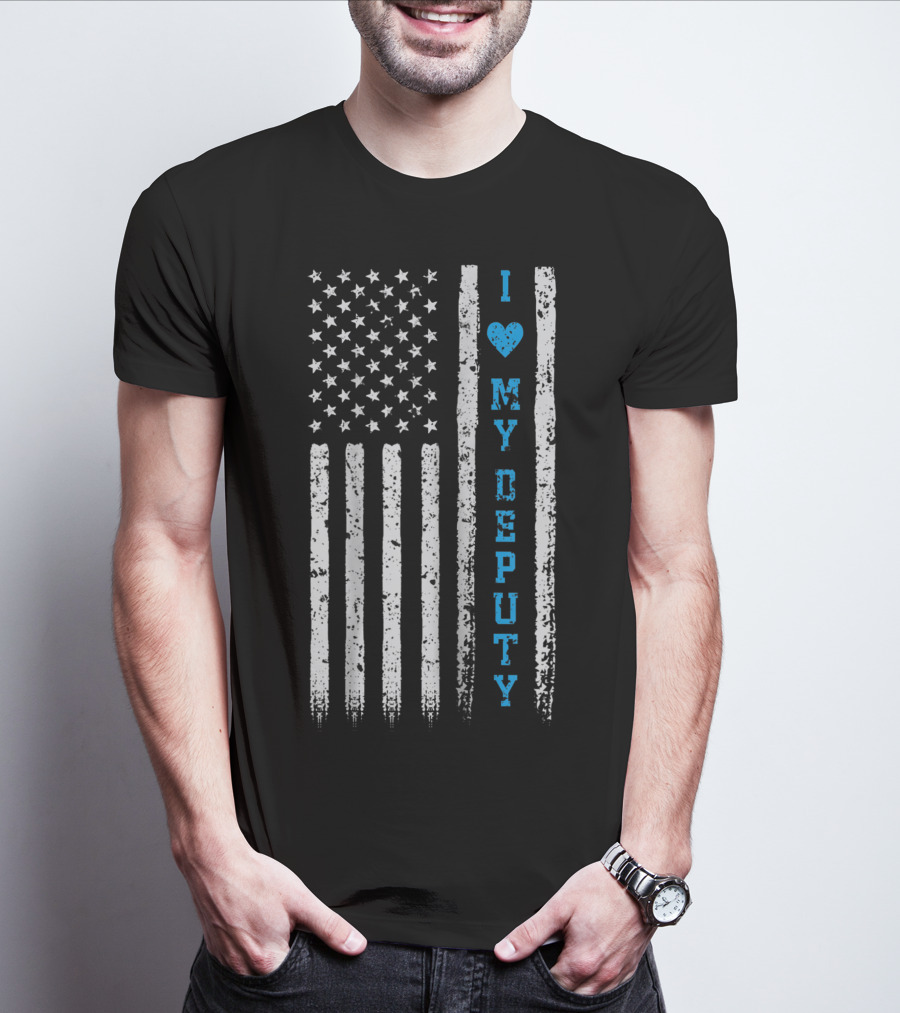 I Love My Deputy Sheriff USA Flag T-Shirt