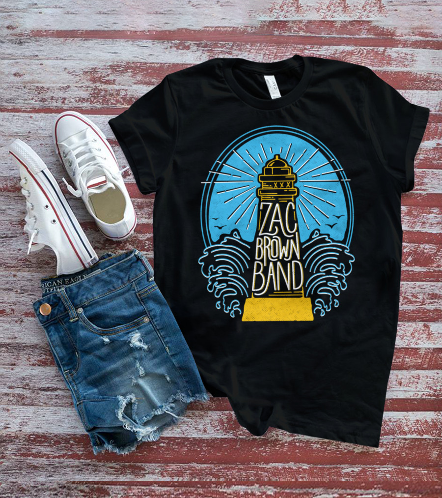 Zac Brown Band Lighthouse With Waves And Birds T-Shirt
