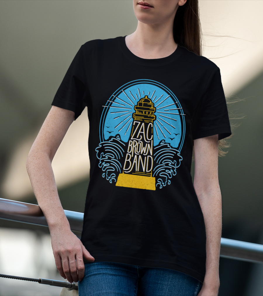 Zac Brown Band Lighthouse With Waves And Birds T-Shirt