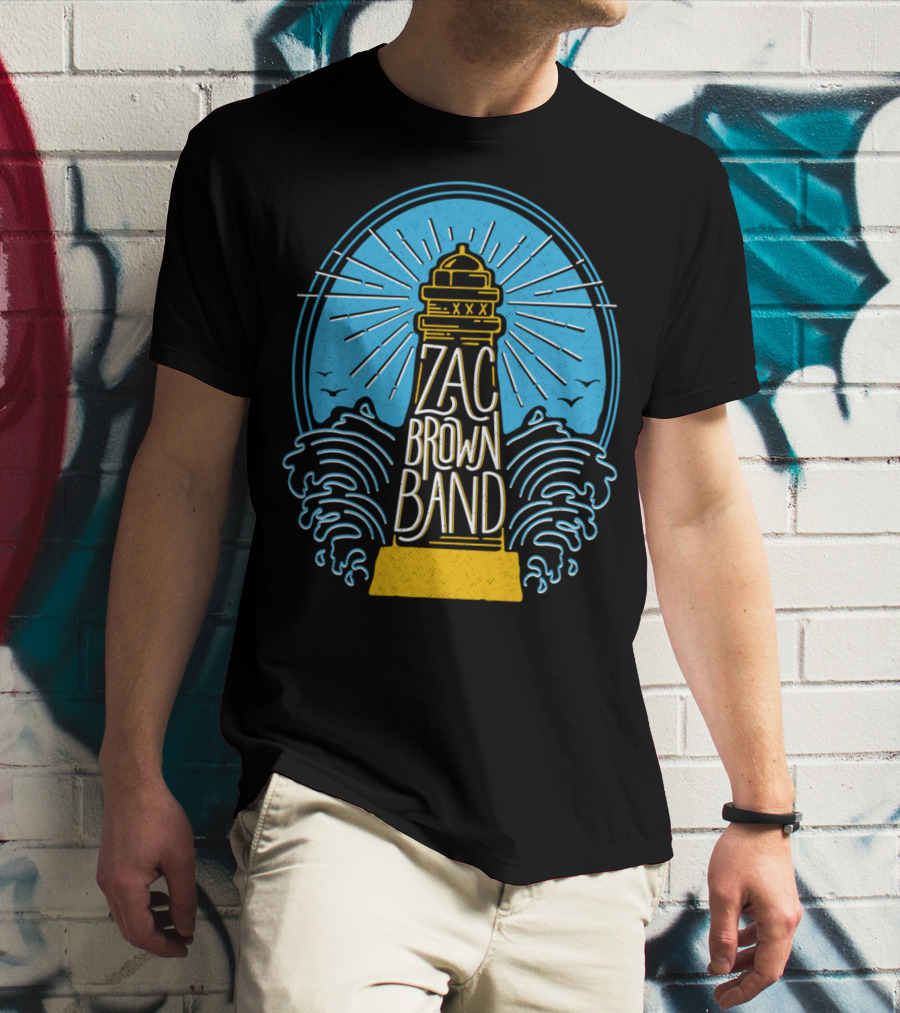 Zac Brown Band Lighthouse With Waves And Birds T-Shirt