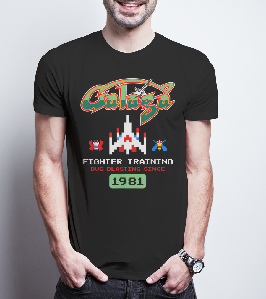 Galaga Fighter Training Bug Blasting Since 1981 Vintage Arcade Video Game T-Shirt