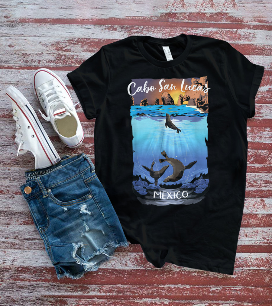 Cabo San Lucas Mexico Seals Ocean Rocks T-Shirt