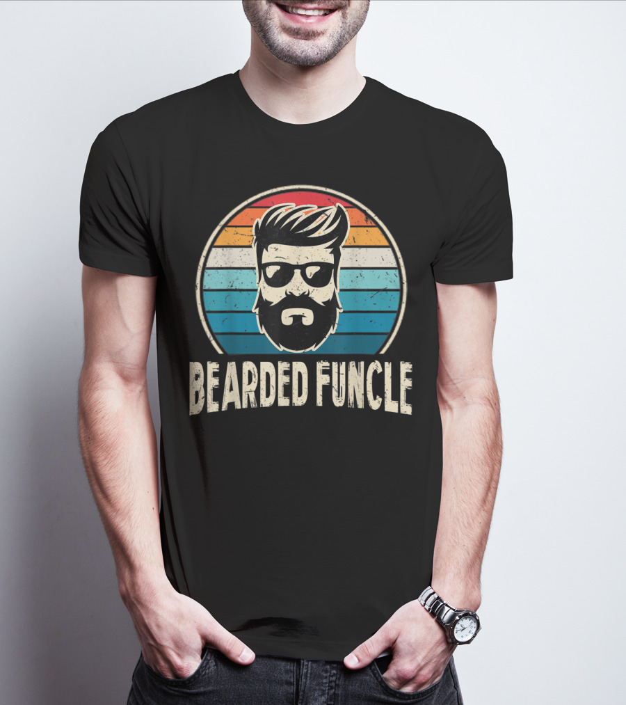 Bearded Funcle Retro Vintage Style Funny Cool Fun Uncle Birthday T-Shirt
